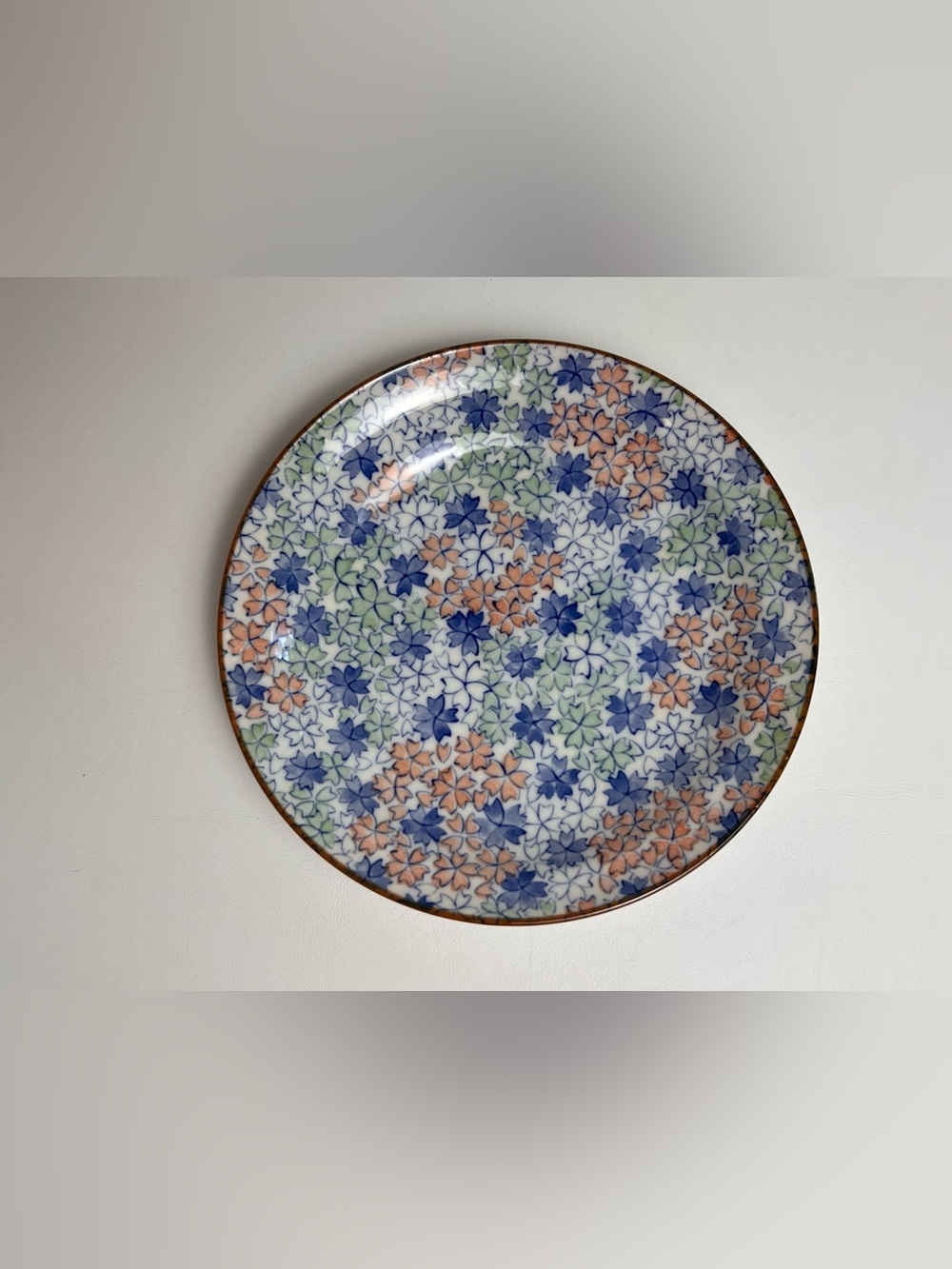 Vintage Pier 1 Imports Lotus Floral Plate 7 1/2"  Japanese Chinese Stamp